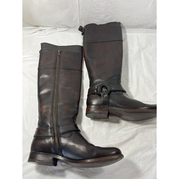 FRYE Melissa Harness Inside Zip Tall Brown Leather Boots Sz 6 B 76929 $438 - Picture 3 of 16
